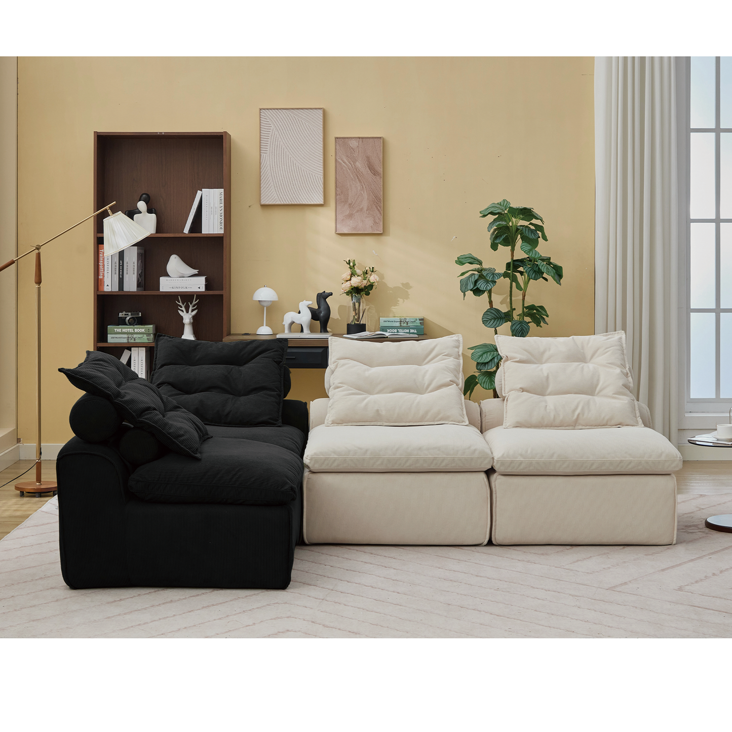 Modular Sofa,No Armrests,At Will DIY,Corduroy ,Neck Pillow-Back Lounge Sofa Chair,Reading Nook, or Apartment Living