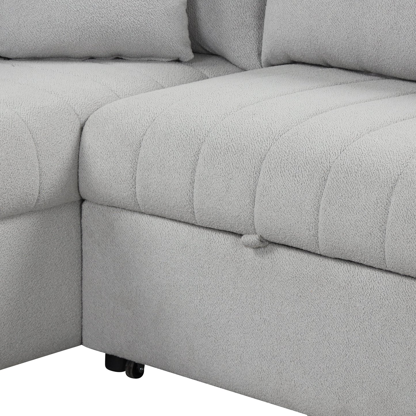 82.6" L-Shaped Sectional Pull Out Sofa Bed Sleeper Sofa With Two USB Ports, Two Power Sockets