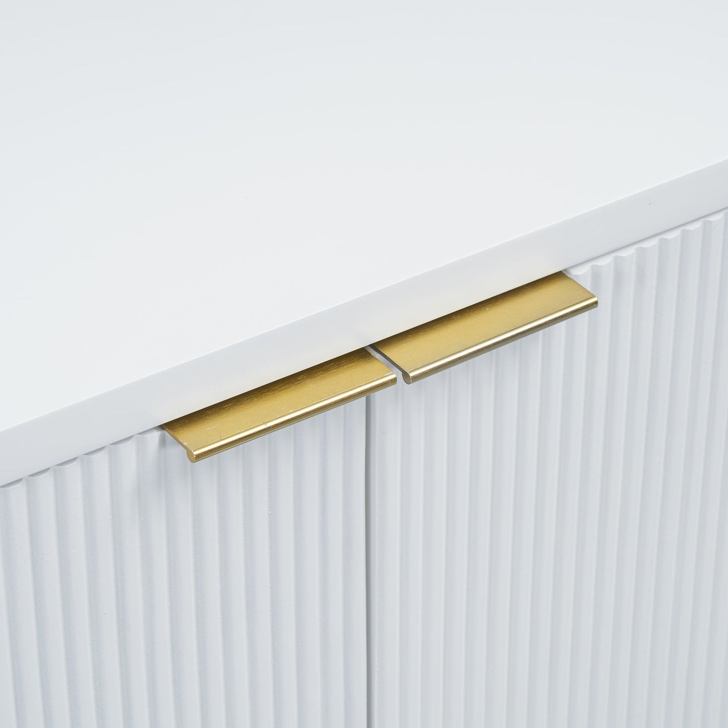 Vertical Stripes and Wavy Design of a Four-Door Cabinet Cabinet Suitable for Hallway, Entryway, Living Room