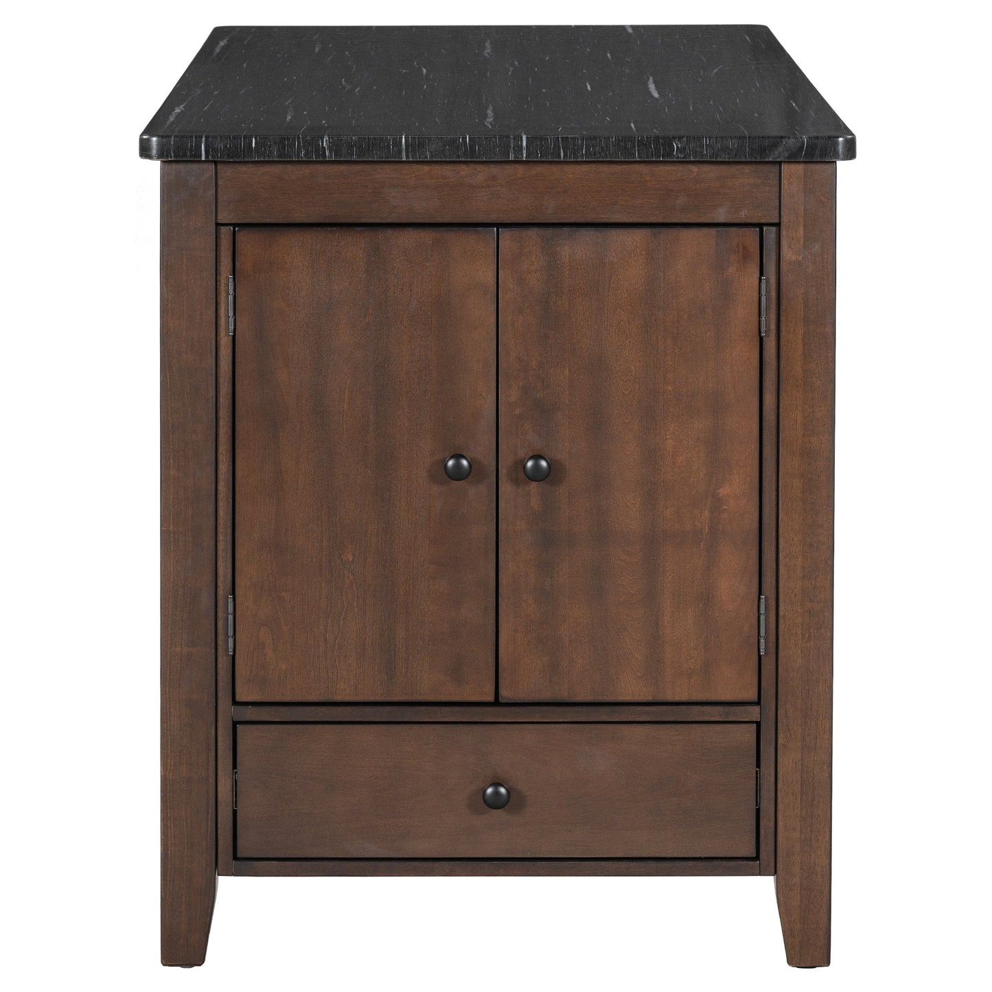 Counter Height 5-Piece Dining Table Set With Faux Marble Tabletop, Solid Wood Table Set With Storage Cabinet and Drawer