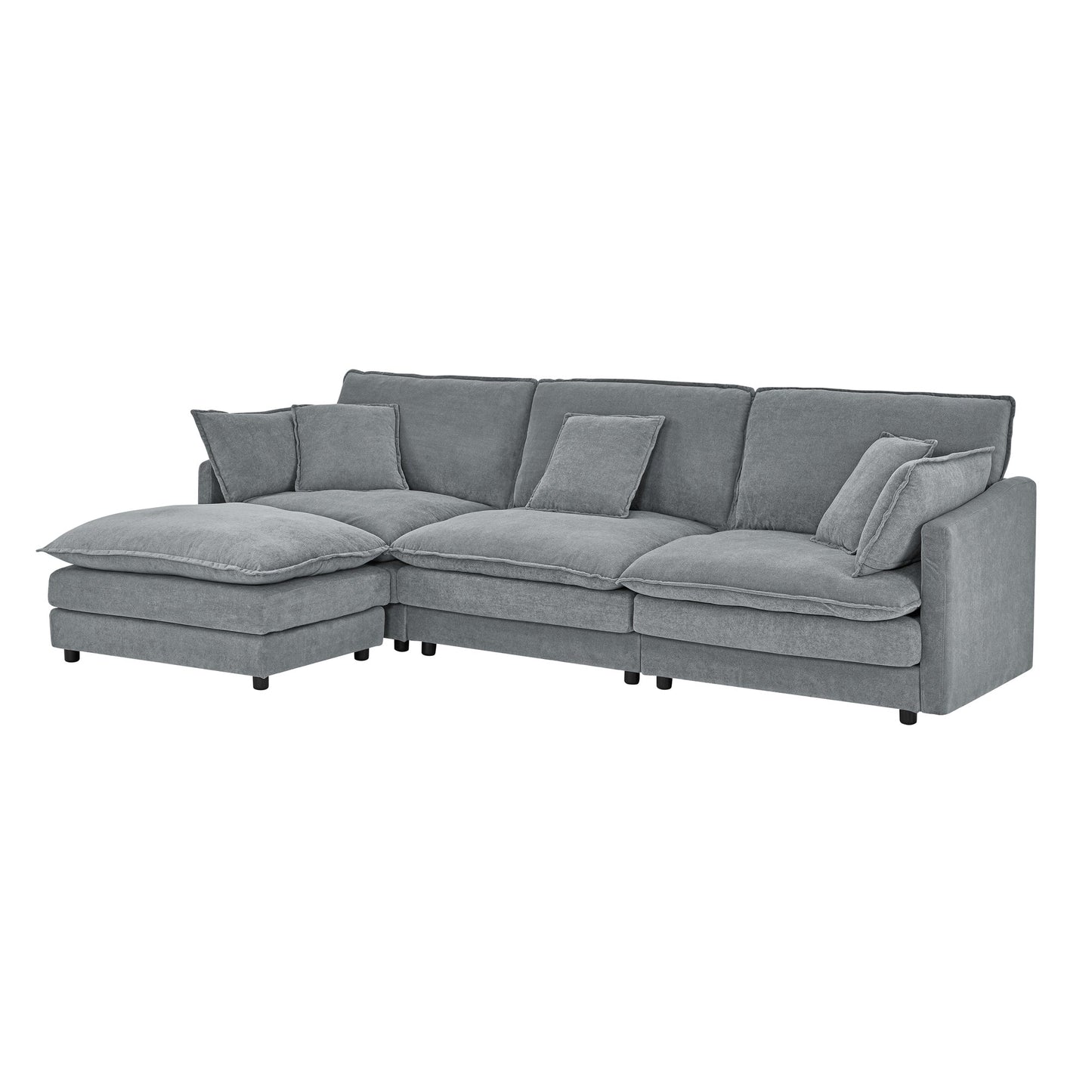 Modern Home Living Room L-Shaped Sectional Sofa Couches With Storage Ottoman, Convertible Oversized 4 Seater Couch