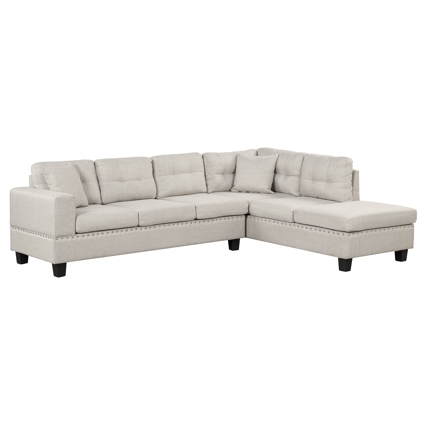 104.5" Modern Sectional Sofa With Storage Ottoman, L-Shape Couch With 2 Pillows and Cup Holder,Sectional Sofa