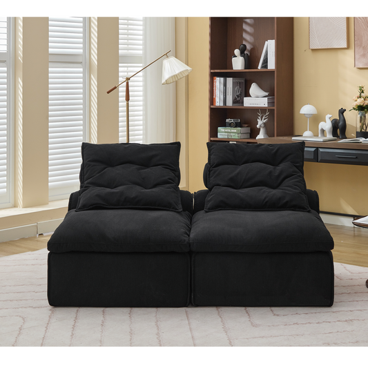 Modular Sofa,No Armrests,At Will DIY,Soft Corduroy Fabric,Neck Pillow-Back Lounge Sofa Chair,Reading Nook, or Apartment