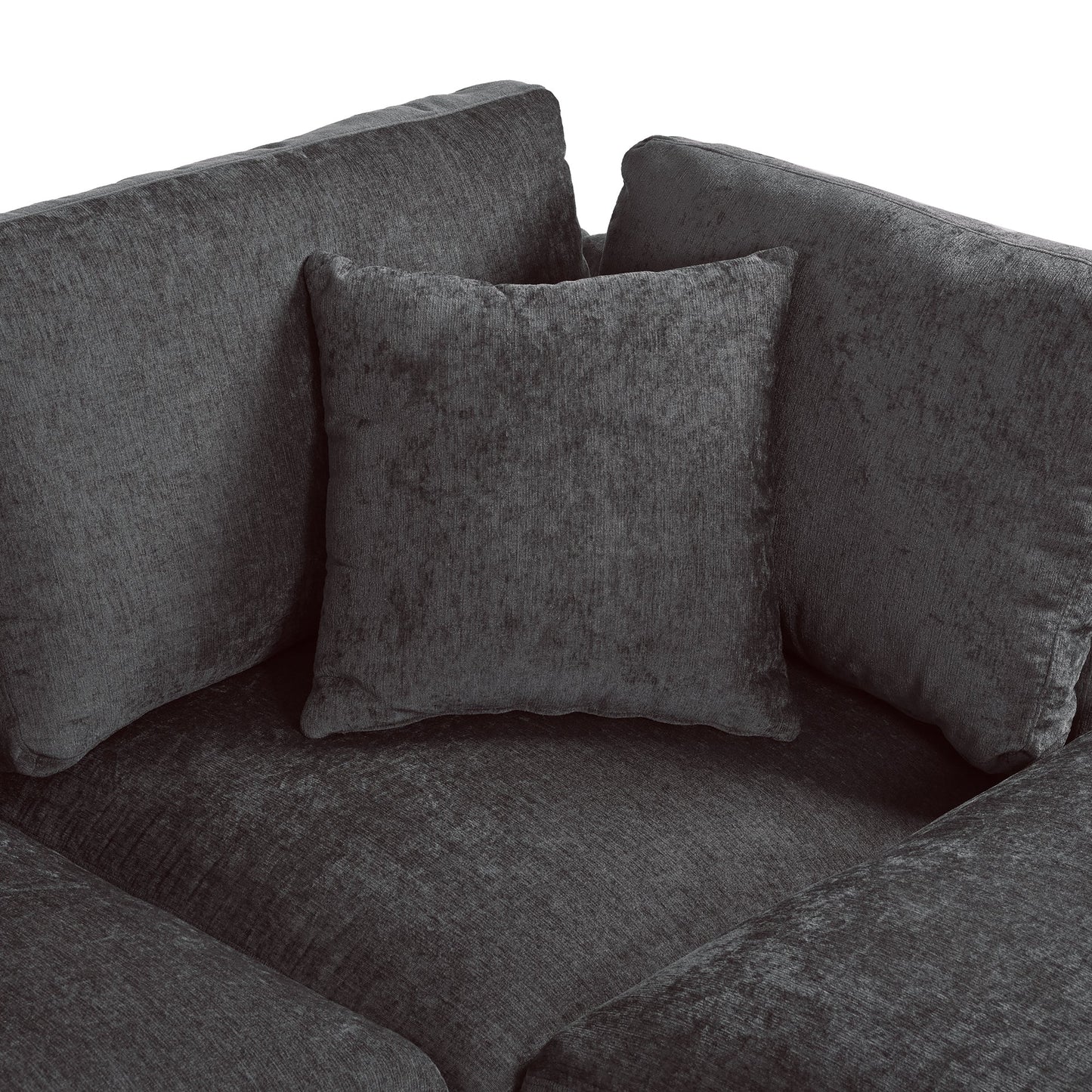 Upholstered Modular Sofa With Removable Storage Ottoman, 2 Hidden Cup Holders, Sectional Sofa for Living Room Apartment