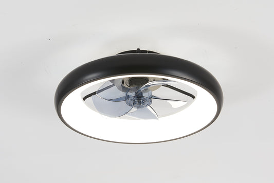19.7-Inch Black LED Ceiling Fan Light – Dimmable and Adjustable Color Temperature, APP & Remote Control