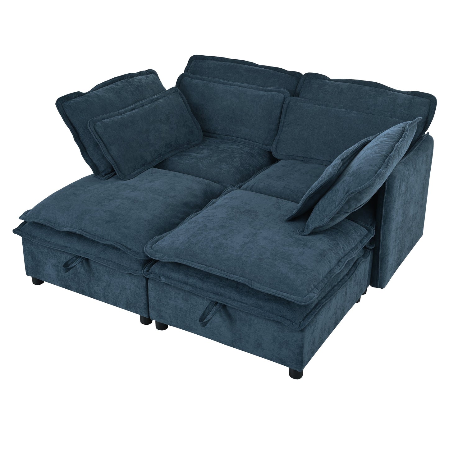 Double-Layer Cushion Modular Sofa, Freely Combinable, 4-Seater With Storage Function, Includes 4 Soft Cushions, Perfect
