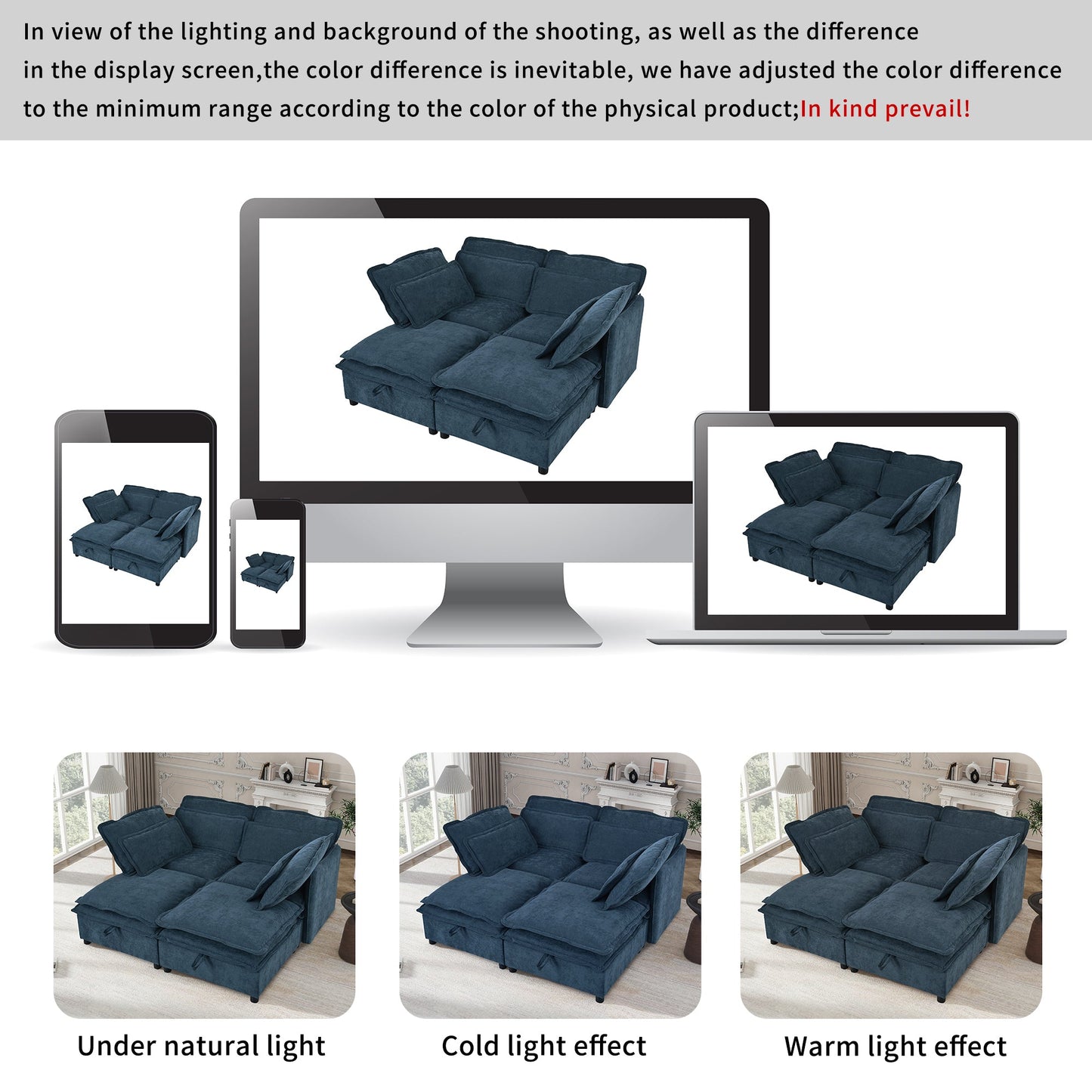 Double-Layer Cushion Modular Sofa, Freely Combinable, 4-Seater With Storage Function, Includes 4 Soft Cushions, Perfect