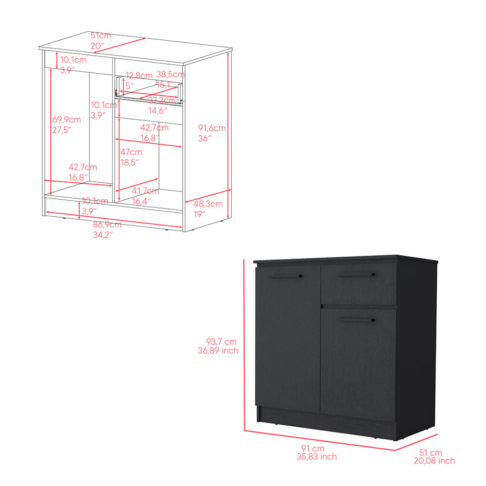 Multi-Functional Dresser Carlin with  Drawers and Top Surface as TV Stand, Black