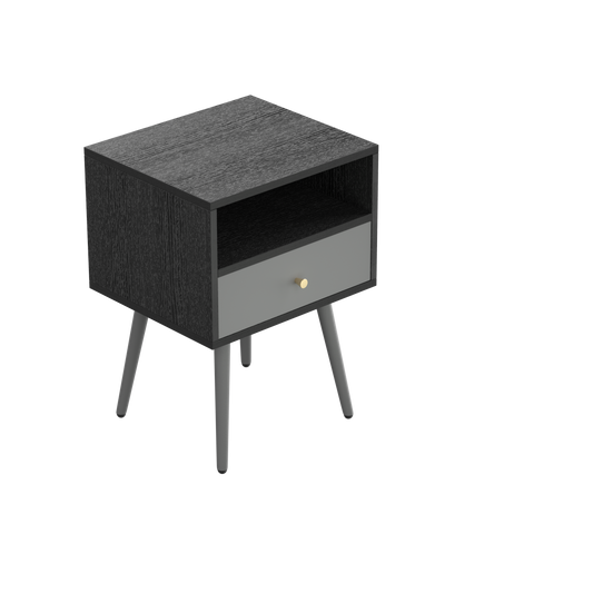 Update Modern Nightstand With 1Drawers, Suitable for Bedroom/Living Room/Side Table (Dark Grey)