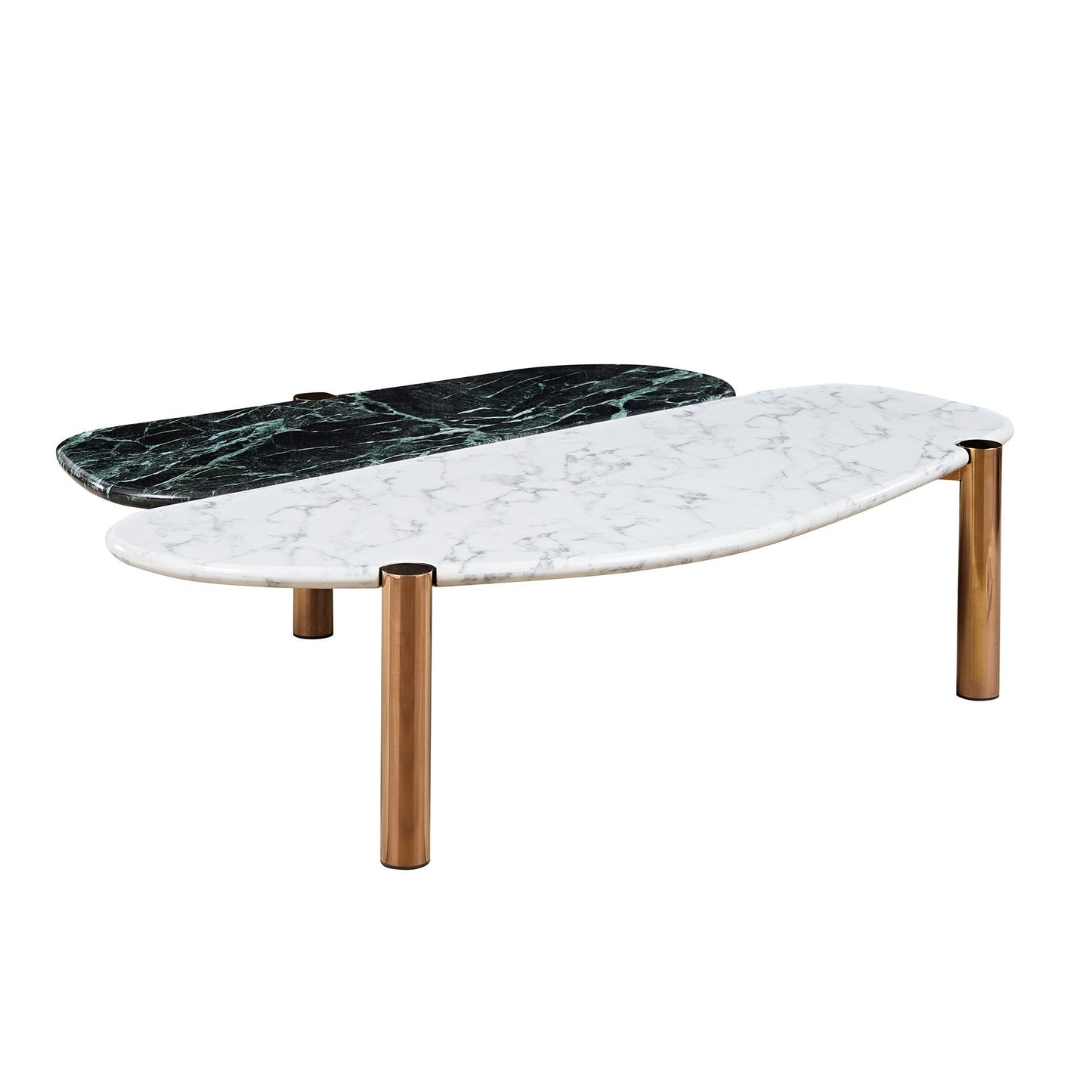 Faux Marble Coffee Tables Accent Tea Tables With Gold Metal Foot for Living Room Home Office