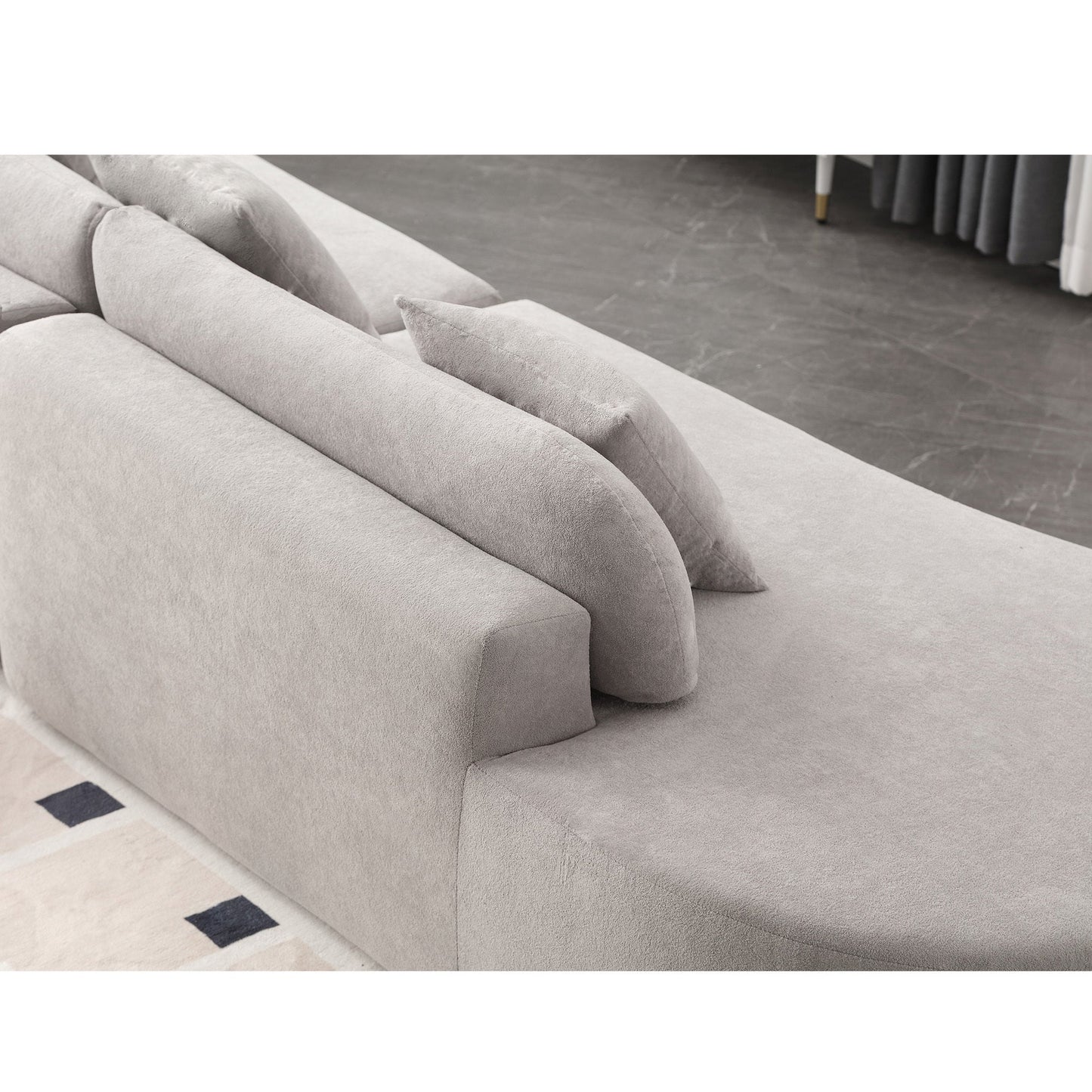 Modern Curved Combination Sofa, Terrycloth Fabric Sofa, Minimalist Sofa in Living Room, Apartment, No Assembly Required