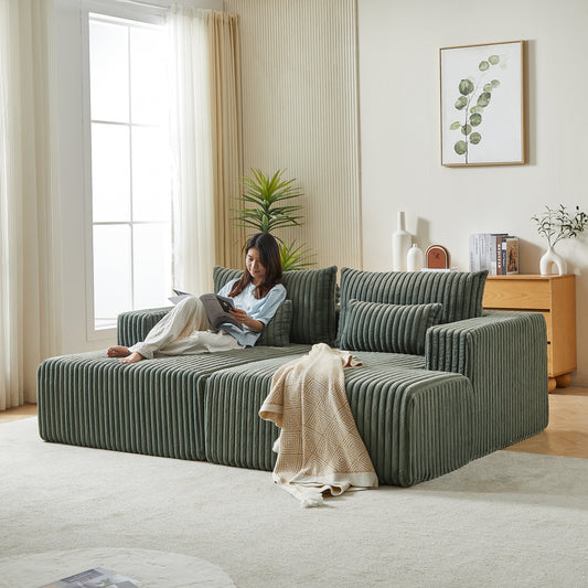 87" Oversized Sectional Lounge Chaise ,No Assembly Required,Cloud Plush Loveseat With Reclining Sofa Bed,Fluffy Modern