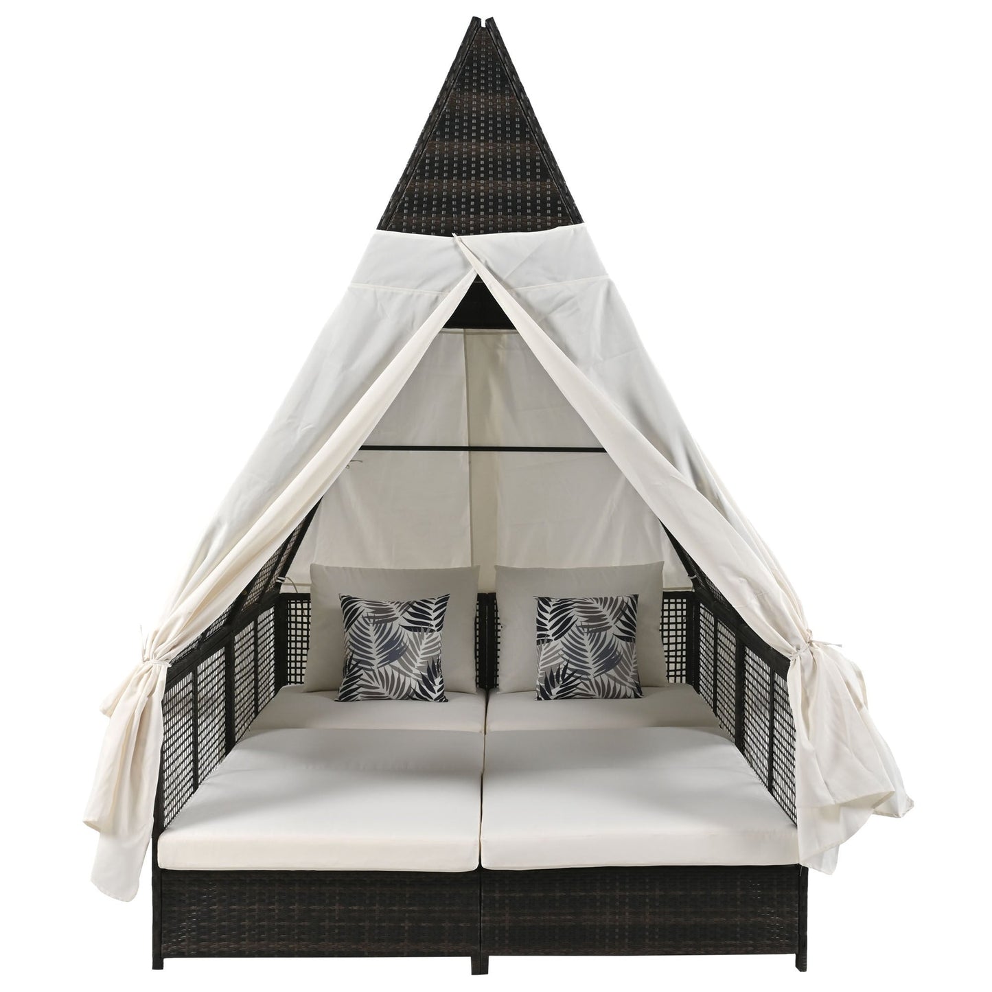 Outdoor Daybed Patio Lounge Bed With Adjustable Backrest Outdoor