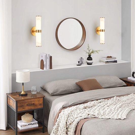 Golden and Elegant Resin Wall Sconce,Set of 2,Modern Vertical Light Fixture for Bathrooms, Hallways, and Bedrooms