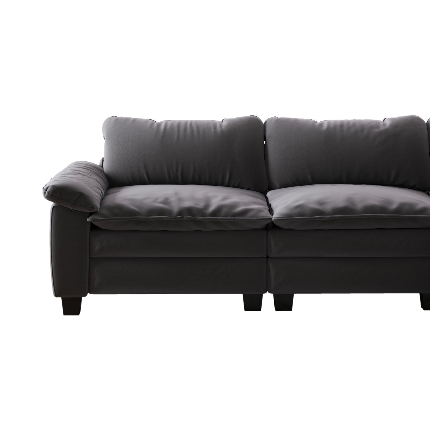 Living Room Furniture Luxury Sectional Sofa Couch With Ottoman Soft Velvet Upholstered Sofa Grey