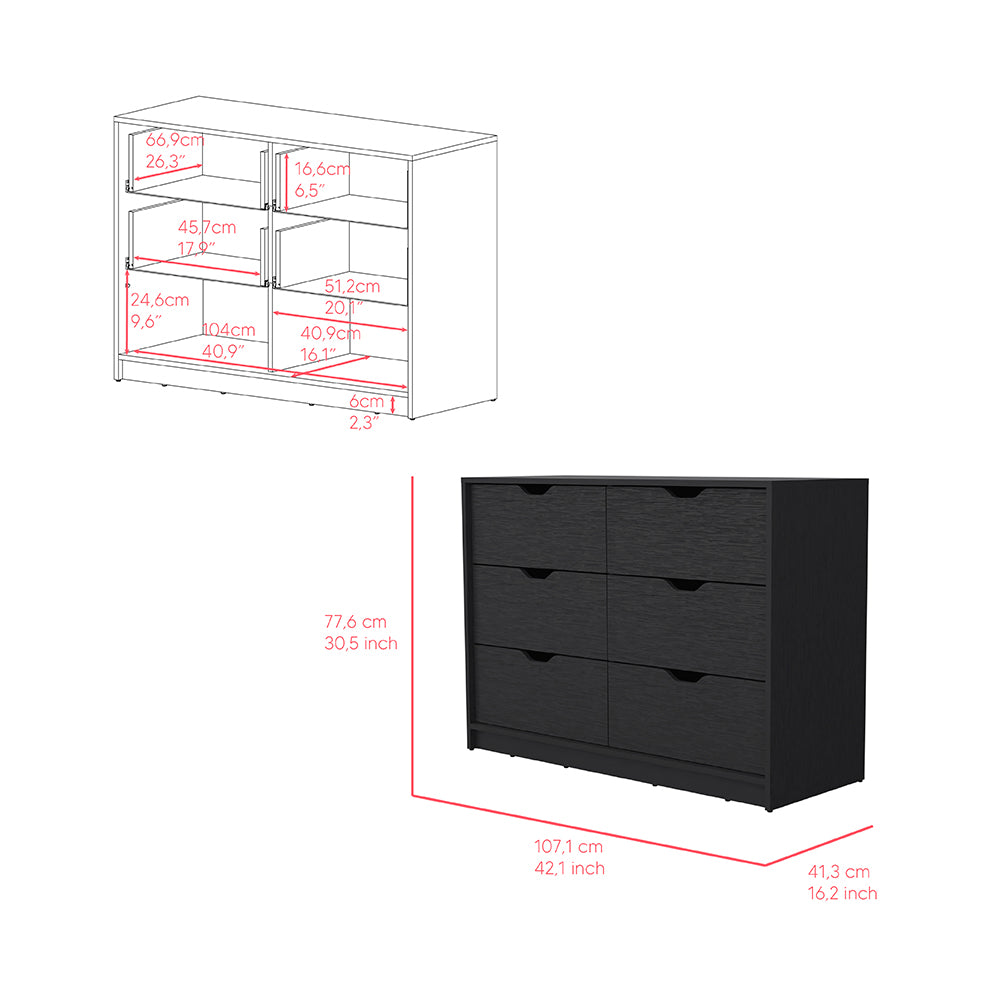 Dresser Curio, Four Drawers -Black