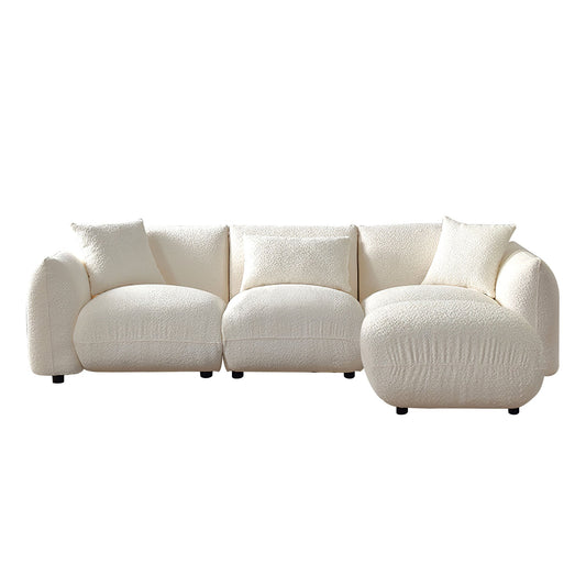 Mid Century Modern Couch 3-Seater Sofa With Ottoman Upholstered Footrest Stool Ottoman Foot Stool for Living Room, Bedroom