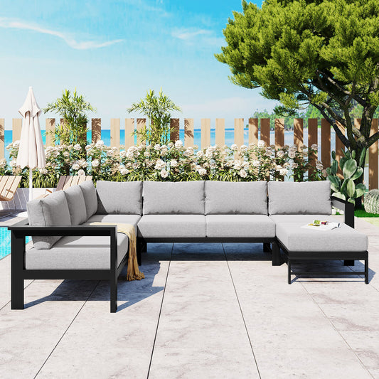 U-Shaped Multi-Person Outdoor Sofa Set, Suitable for Gardens, Backyards, and Balconies