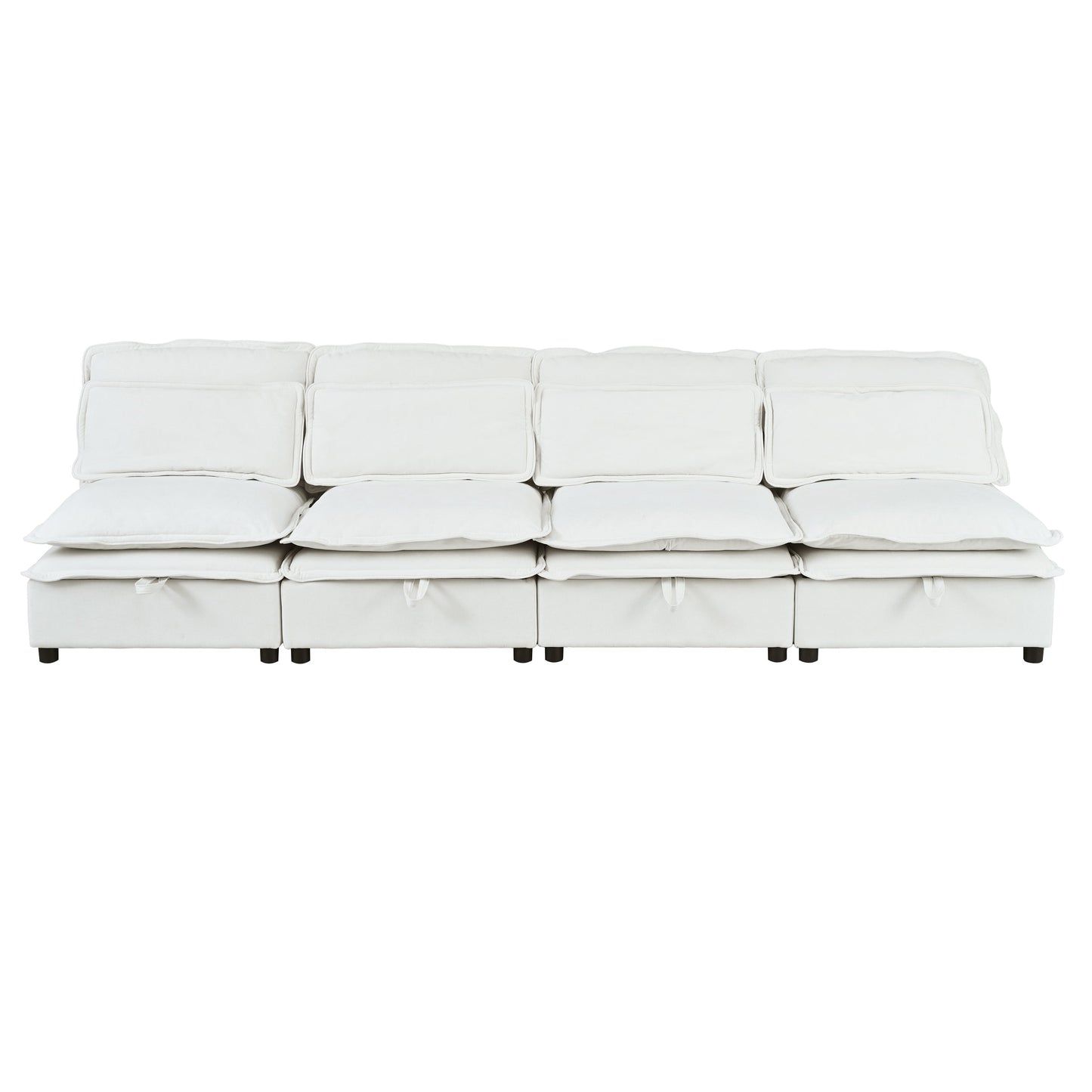 Double-Layer Cushion Modular Sofa, Freely Combinable, 4-Seater With Storage Function, Includes 4 Soft Cushions, Perfect