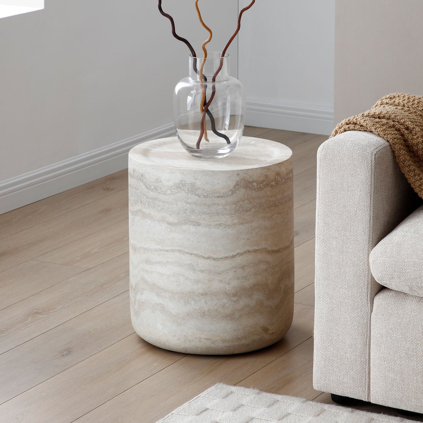 15.74 Inch Faux MARS Marble Pattern Coffee Tables for Living Room Round Tea Table for Living Room, No Need Assembly