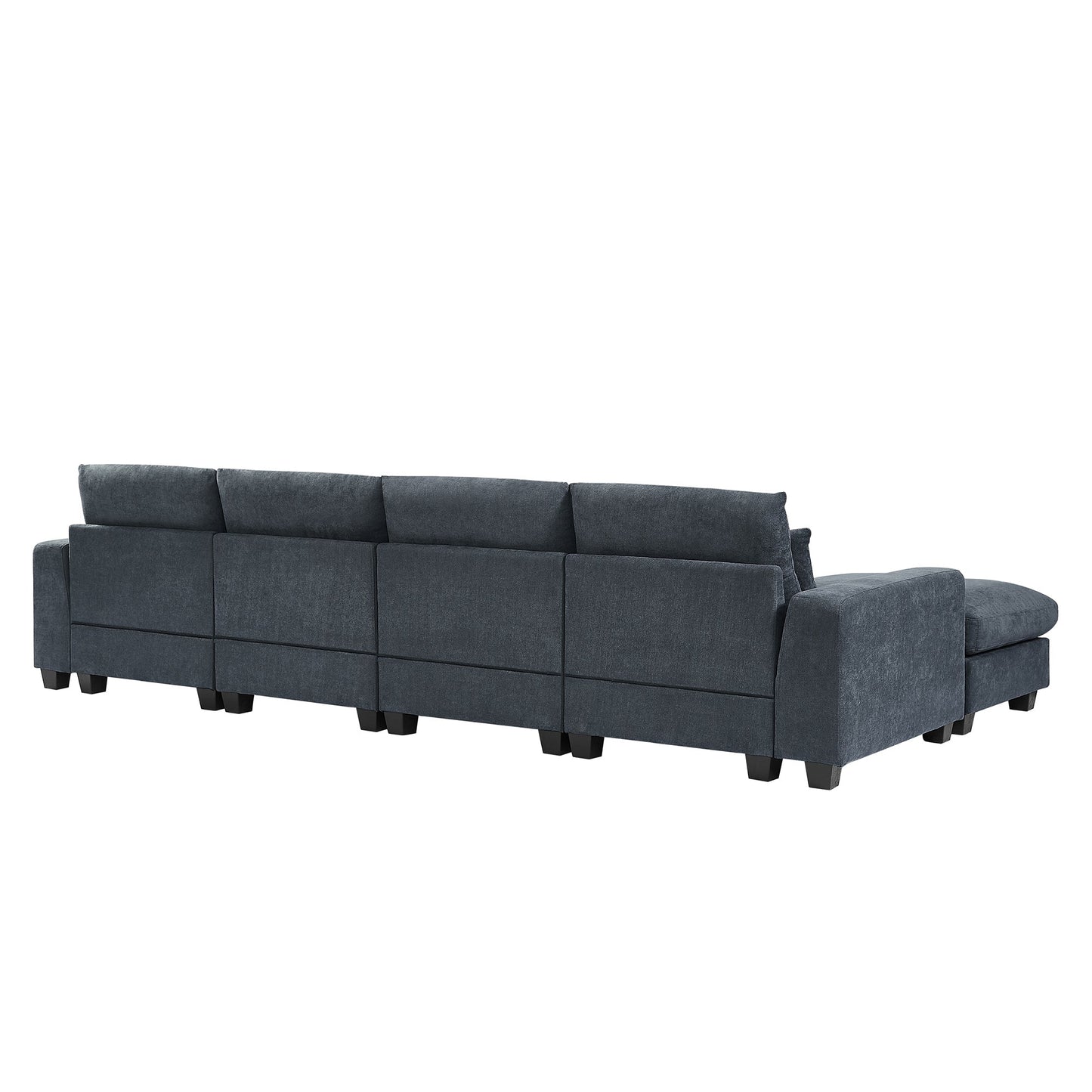 Modern Large L-Shape Feather Filled Sectional Sofa,  Convertible Sofa Couch