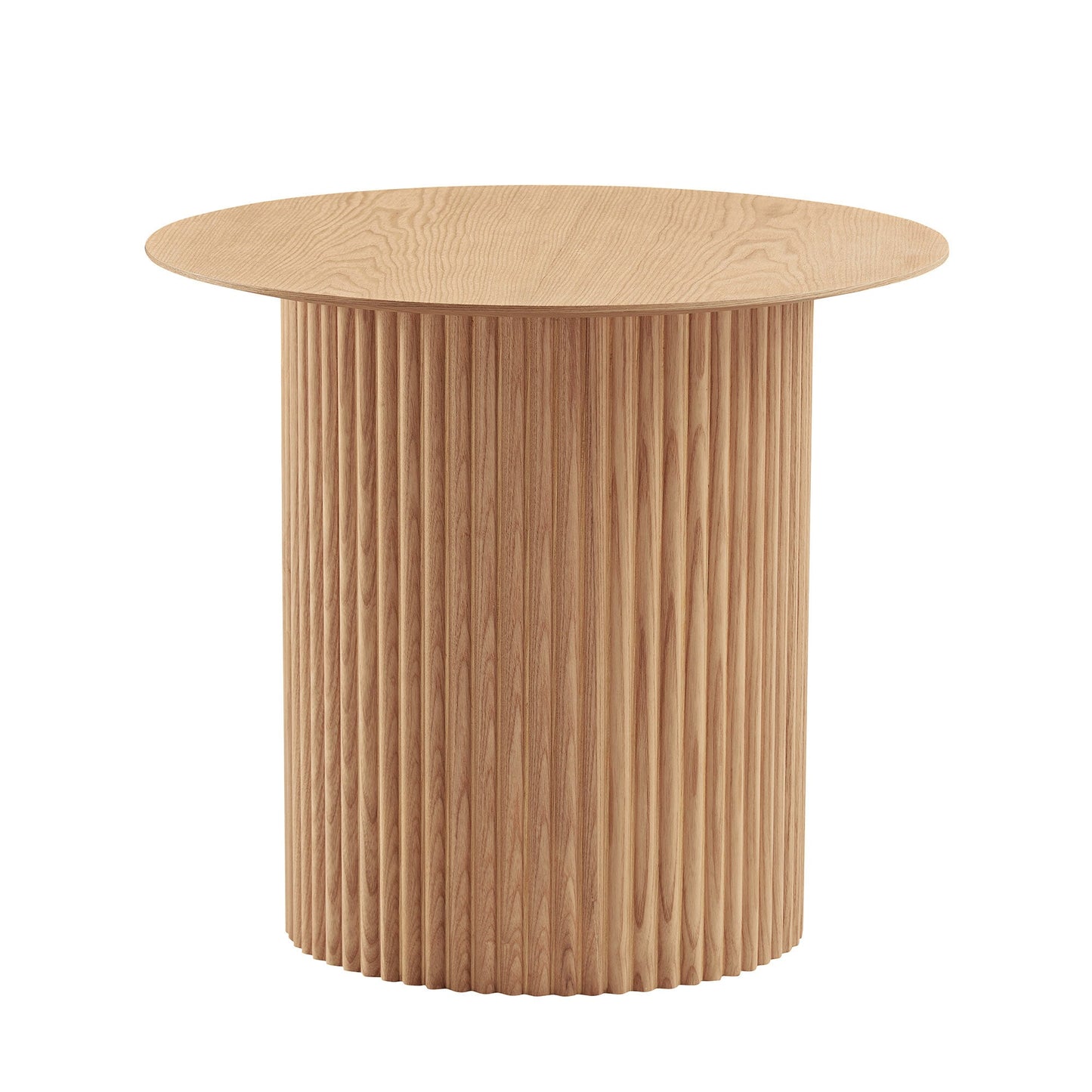 17.71 Inch Round Fluted Side Table Circle Small Accent Table for Living Room Mid Century  Circle Bedside Table for Bedroom