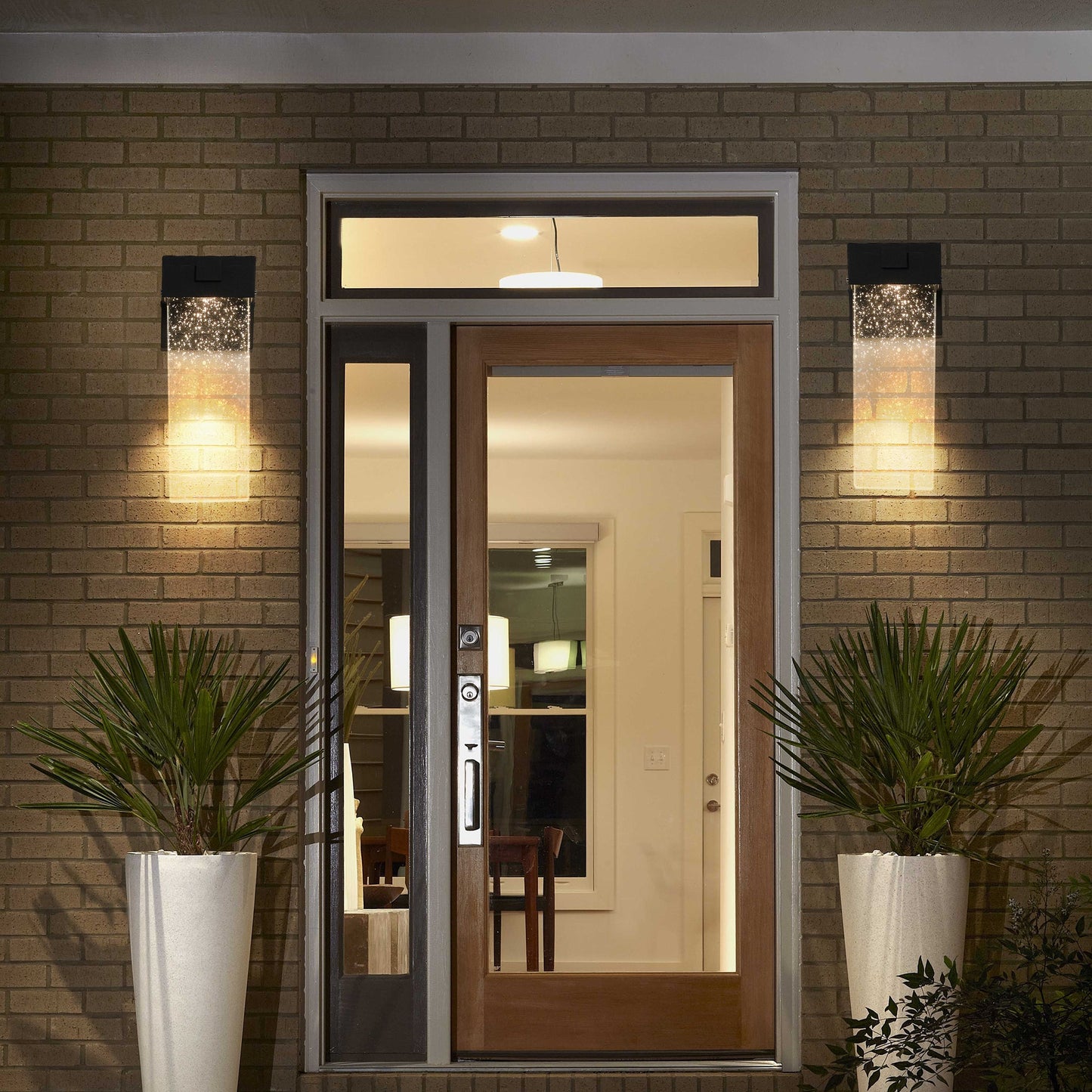 Outdoor Waterproof Transparent LED Crystal Wall Lamp Supports Multiple Types of Light Bulbs (2 Packs) With Light Sense
