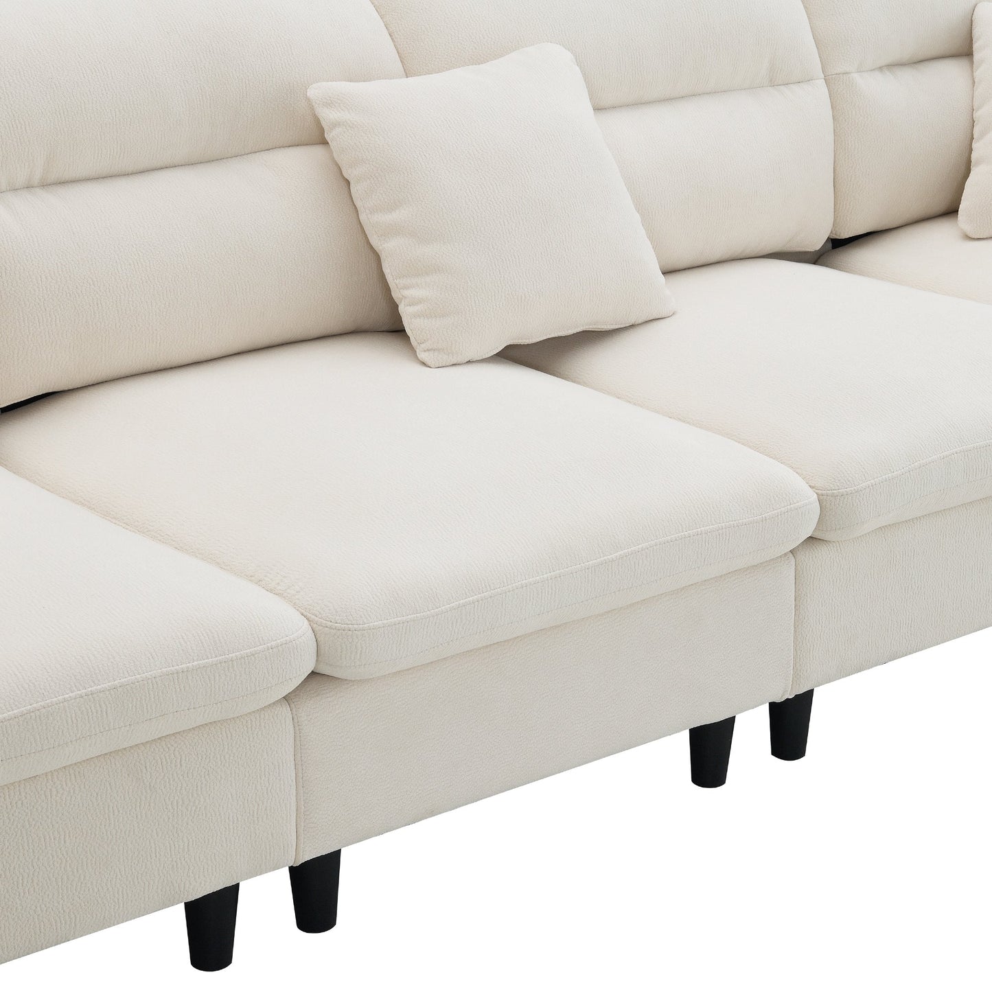 110*62" Modern Convertible Sectional Sofa,L-Shaped Reversible Couch Set With Free Pillows,5 Seat Cloud Chenille Indoor