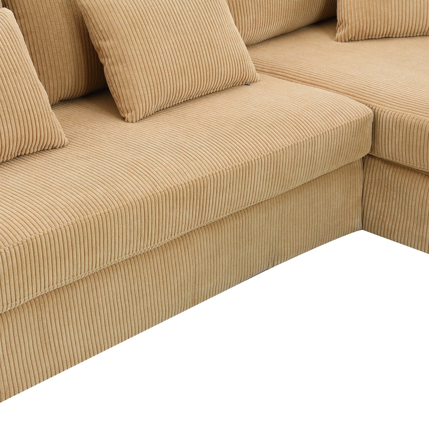 87*61"Modern L-Shaped Corduroy Sofa With Reversible Chaise,4-Seat Upholstered Sectional Indoor Furniture,Convertible