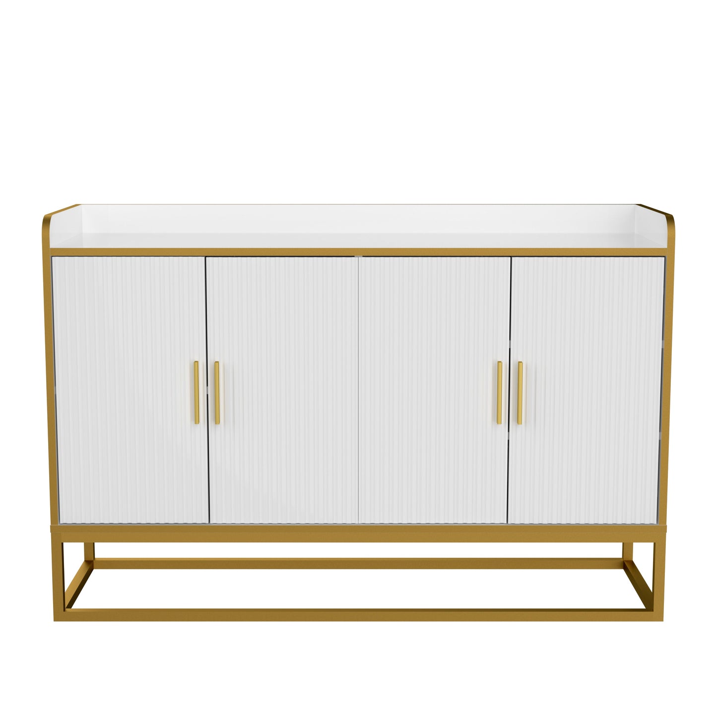 Modern Kitchen Buffet Storage Cabinet Cupboard White Gloss With Metal Legs for Living Room Kitchen
