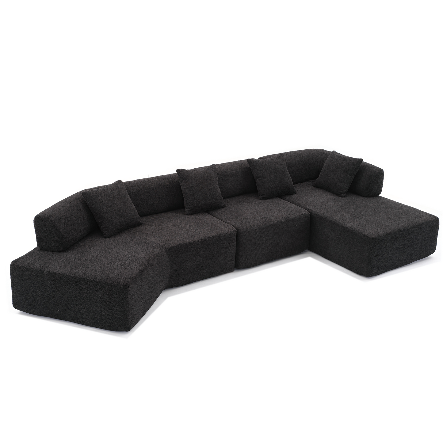 Modern Minimalist 140" L-Shape Couch ,No Assembly Required,Boucle,Modular Sofa ,Couch With Chaise,Free Combination Foam