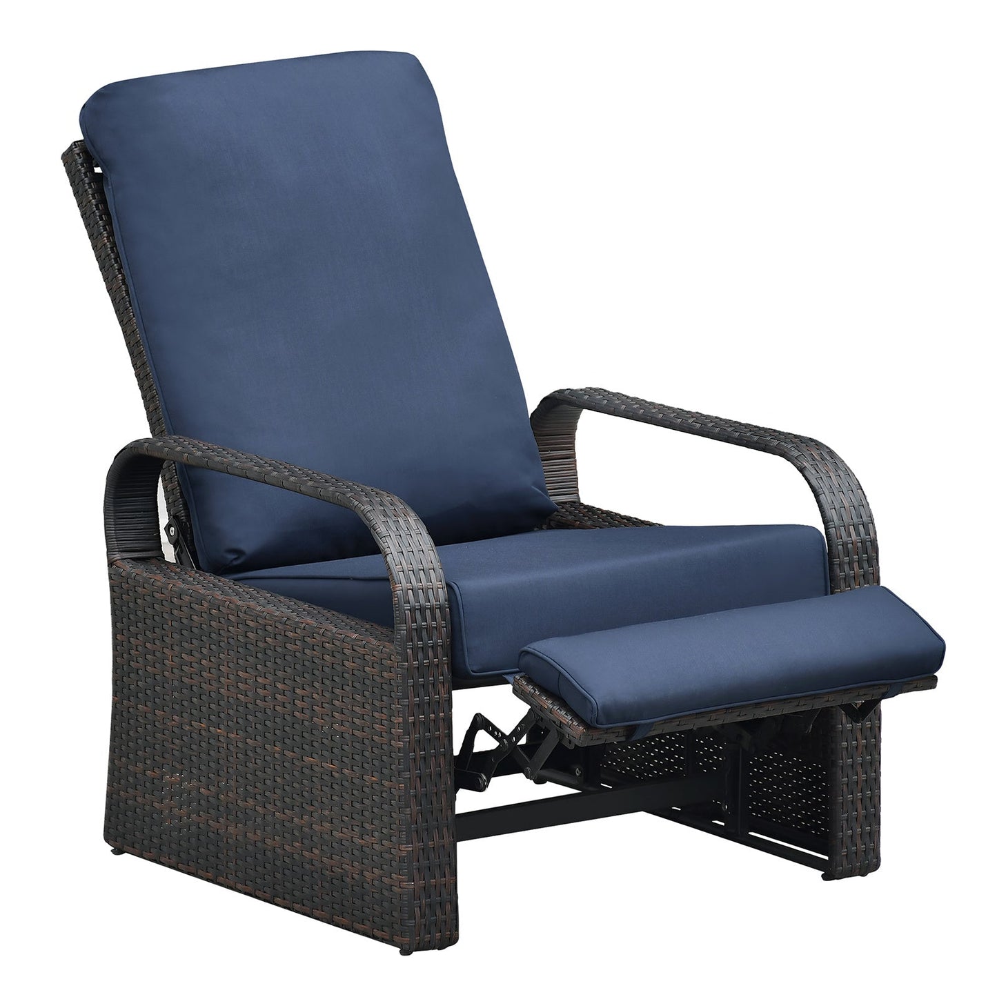 Outdoor Recliner Chair;  Automatic Adjustable Wicker Lounge Recliner Chair With 5.12'' Thicken Cushion