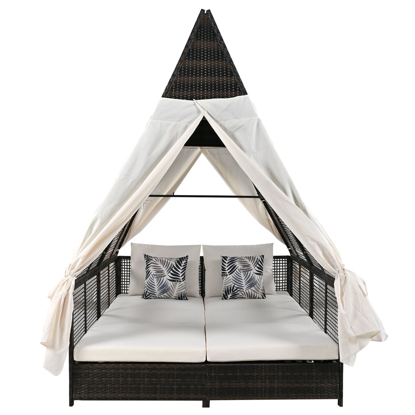 Outdoor Daybed Patio Lounge Bed With Adjustable Backrest Outdoor