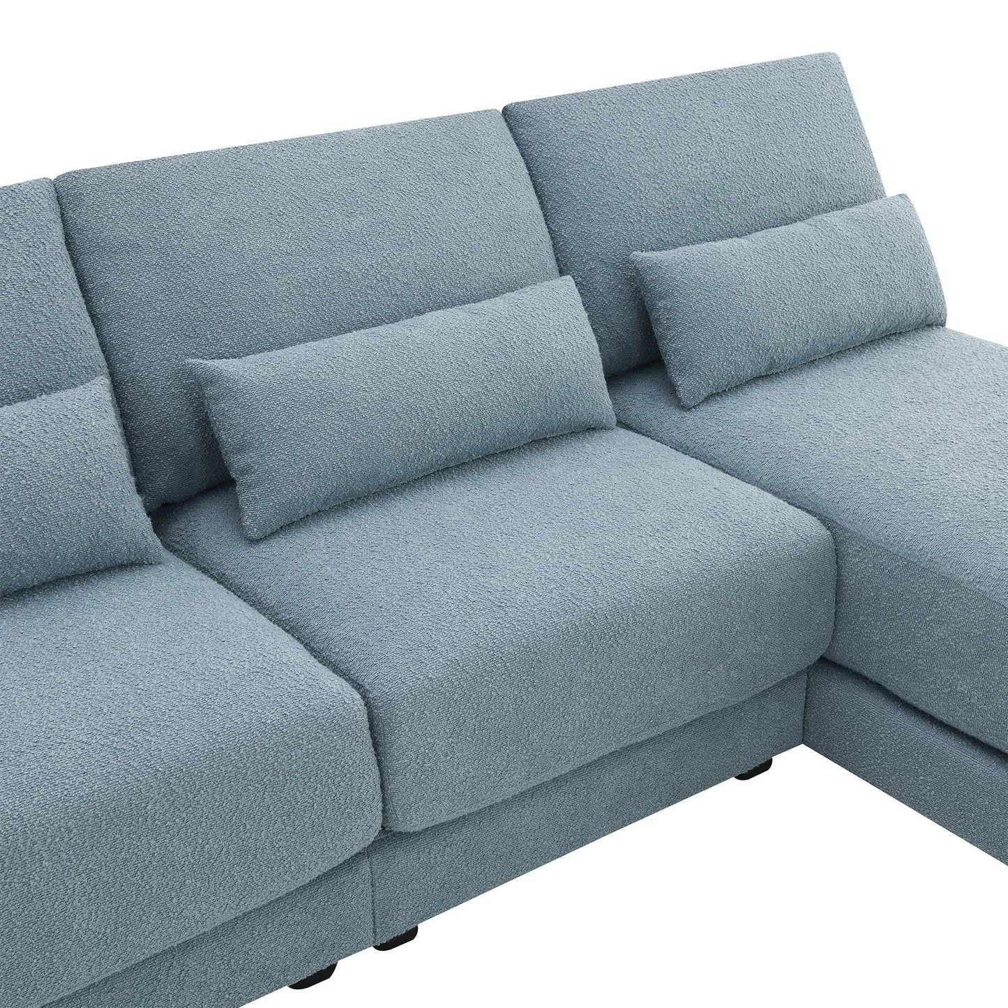 120*61" Oversized Deep Seat Sectional Sofa With Reversible Chaise,Loop Yarn Fabric 5-Seat Armless Indoor Furniture