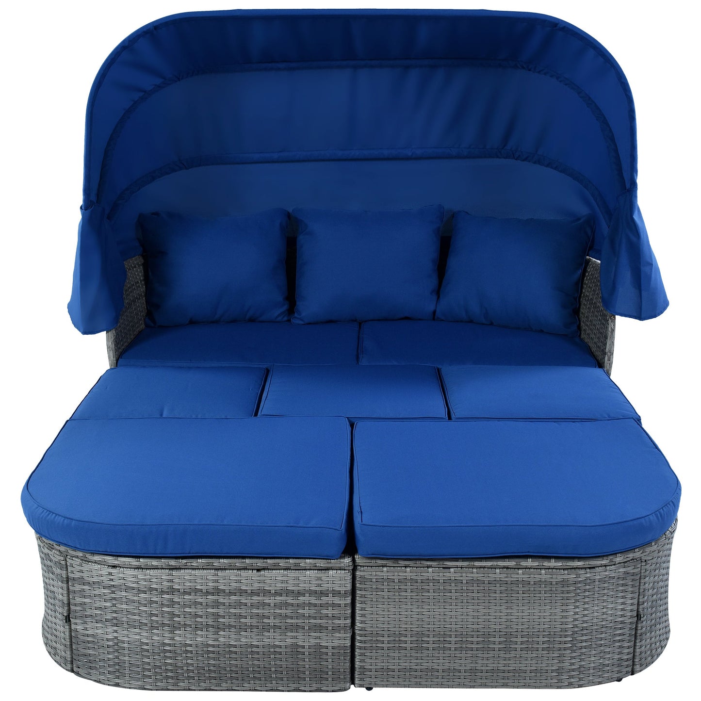 Outdoor Patio Furniture Set Daybed Sunbed With Retractable Canopy Conversation Set Wicker Furniture