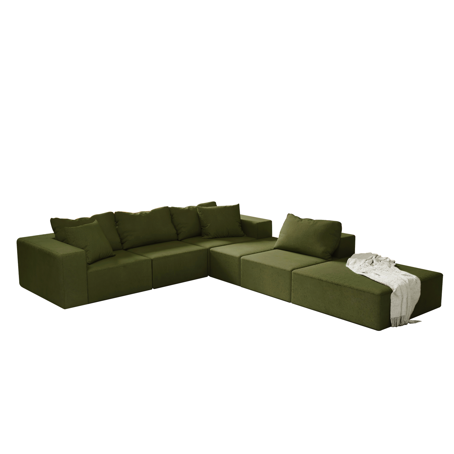 Modern Upholstered Sectional Sofa Couch Set,Modular 132" L Shaped Sectional Living Room Sofa Set With 6 Pillows