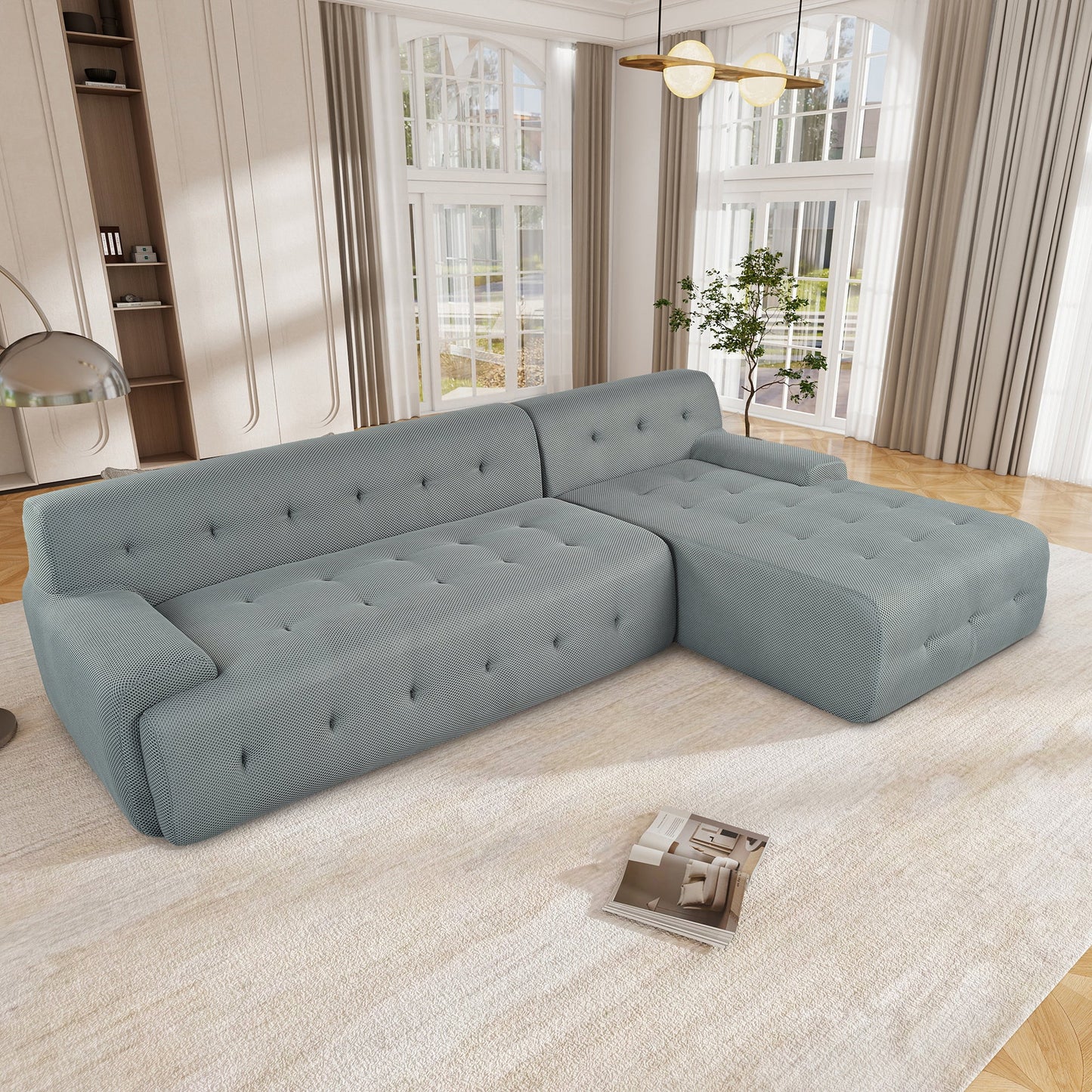 Modern Large L-Shaped Modular Sofa, Minimalist Style, 2-Piece Set With Free Combinations, Suitable for Living Rooms