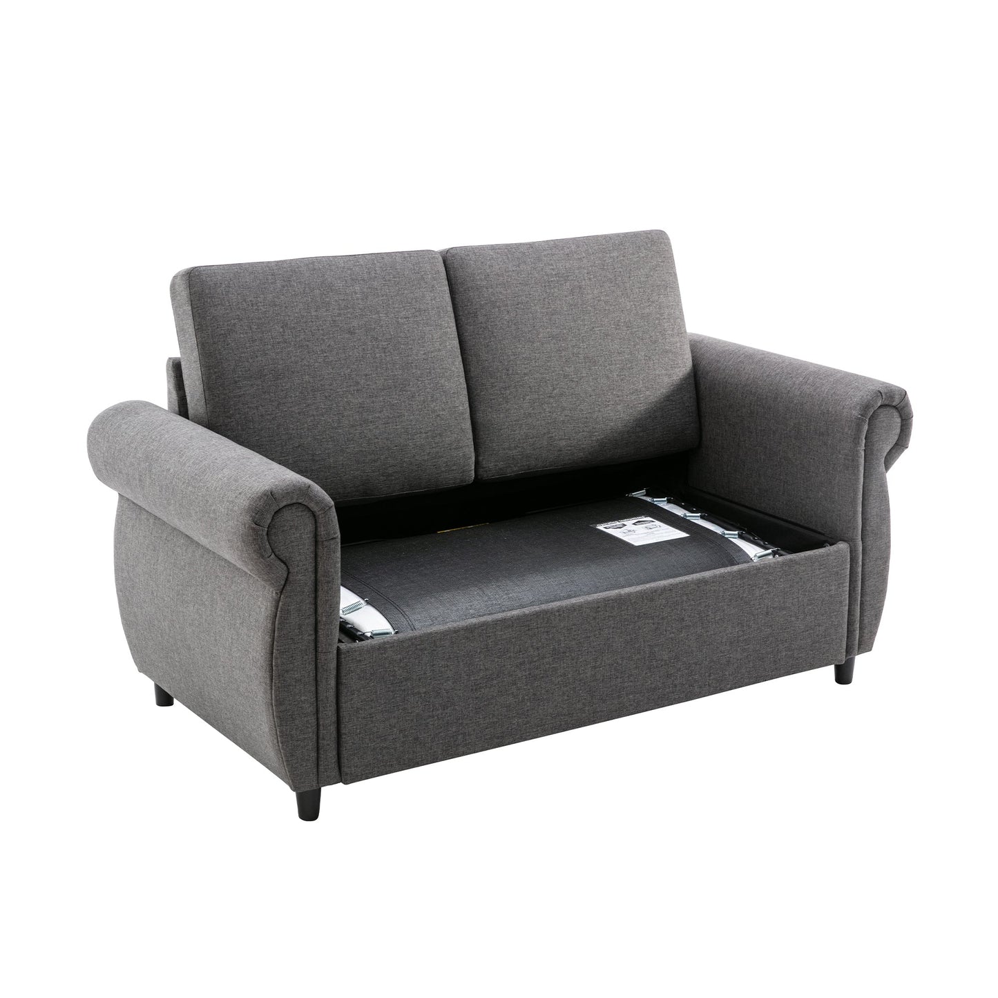 57.9" Pull Out Sofa Bed  Loveseat Sleeper With Twin Size Memory Mattress With Two USB Ports for Living Room Spaces