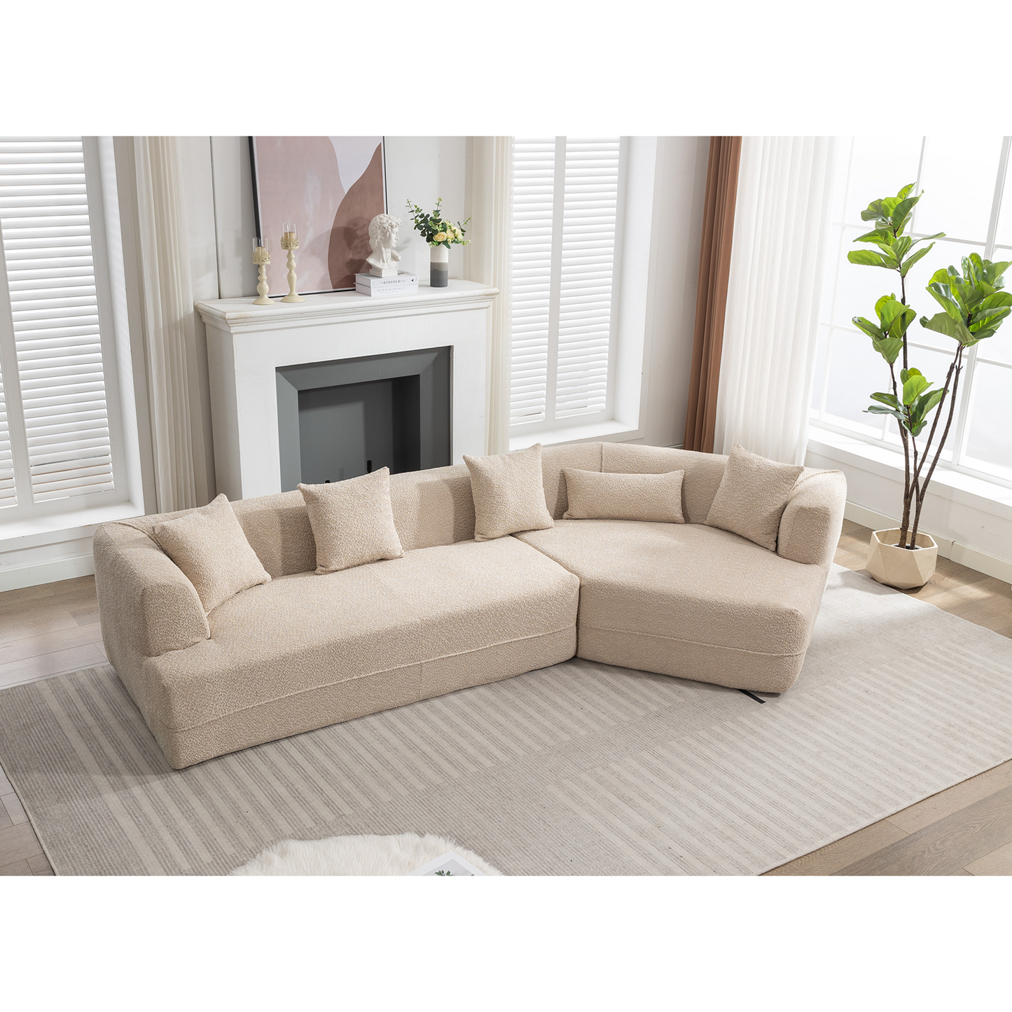 Modular Sofa , Modern Minimalist Style Sofa,  Upholstered ,  Free Combination, Round Fiber Fabric, Anti-Wrinkle Fabric