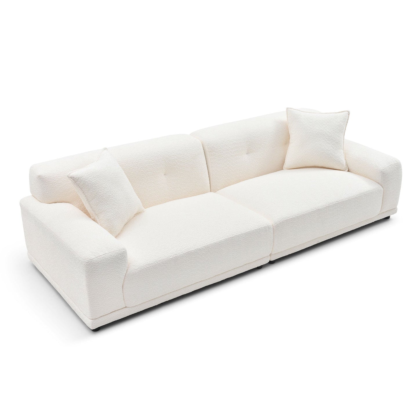 110.23'' Teddy Fleece Couches and Sofas With Extra Deep Seats 2 Pillows for Home Office Apartment Living Room Furniture