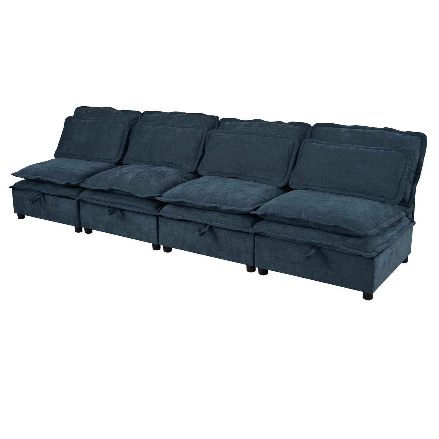 Double-Layer Cushion Modular Sofa, Freely Combinable, 4-Seater With Storage Function, Includes 4 Soft Cushions, Perfect