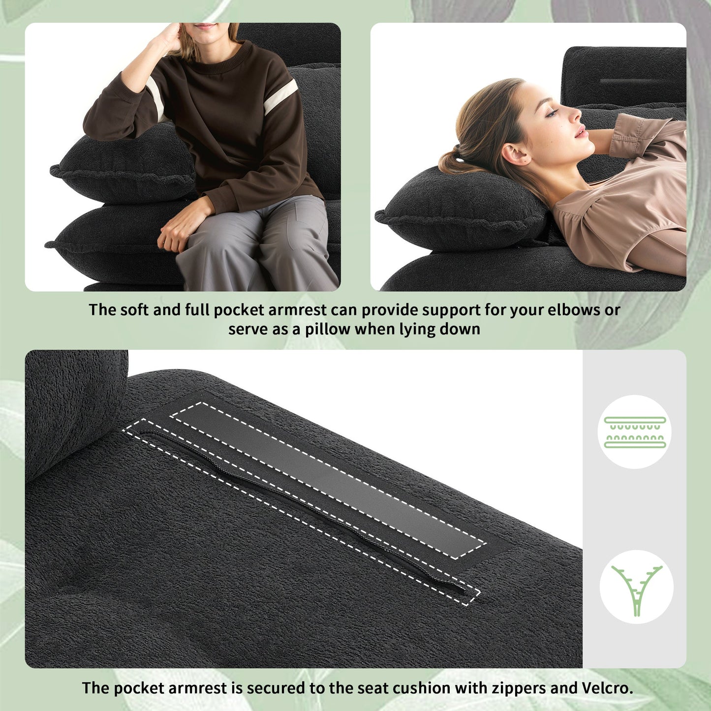 106*66.5" L Shaped Convertible Sectional Sofa,4 Seat Tufted Couch Set With Two-Tone Adjust Legs,Cloud Chenille Fabric