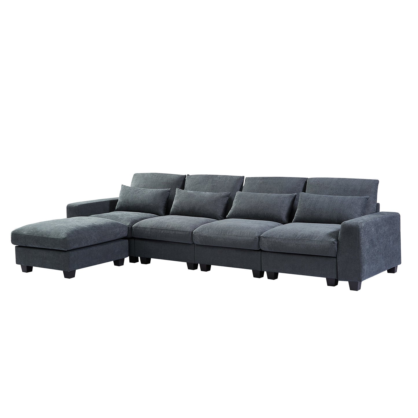 Modern Large L-Shape Feather Filled Sectional Sofa,  Convertible Sofa Couch