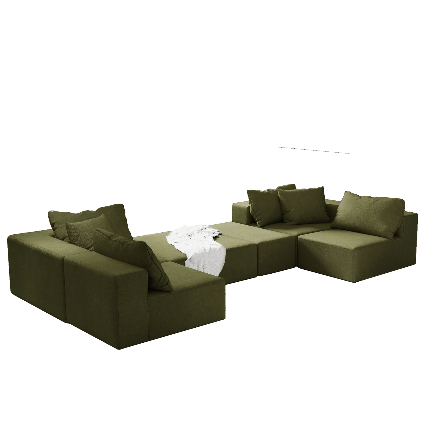 Modern Upholstered Sectional Sofa Couch Set,Modular 132" L Shaped Sectional Living Room Sofa Set With 6 Pillows