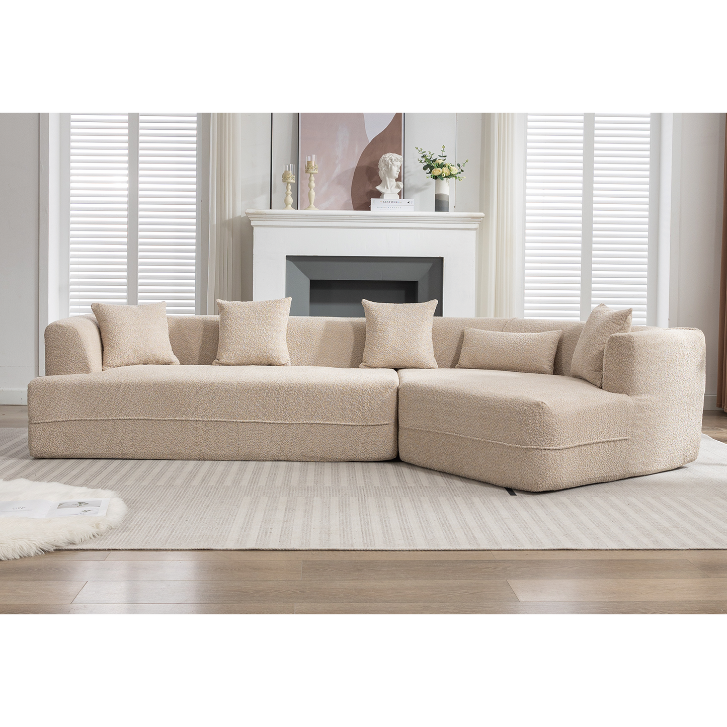 Modular Sofa , Modern Minimalist Style Sofa,  Upholstered ,  Free Combination, Round Fiber Fabric, Anti-Wrinkle Fabric