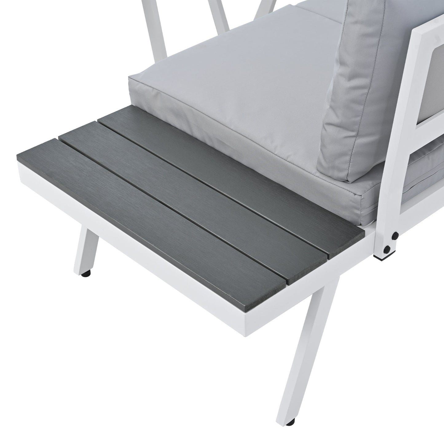 Industrial 5-Piece Aluminum Outdoor Patio Furniture Set, Modern Garden Sectional Sofa Set With End Tables, Coffee Table