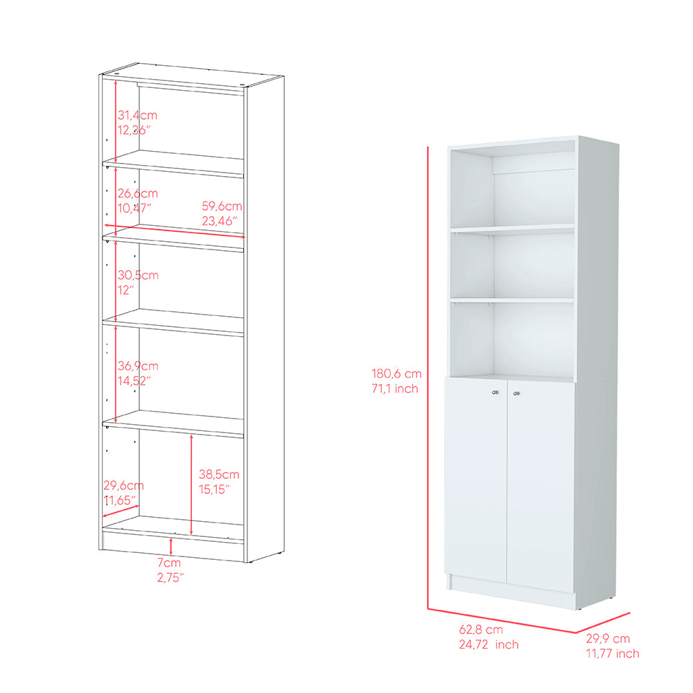 Bookcase Dual-Door Benzoni, Office, White