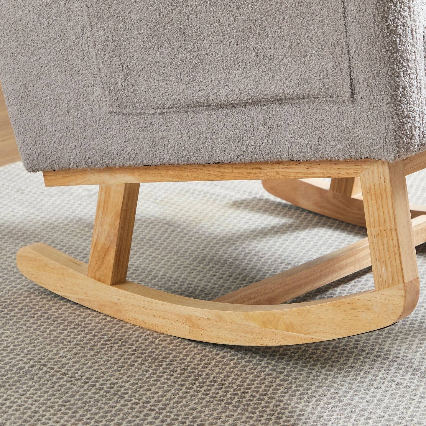 Modern Accent High Backrest Living Room Lounge Arm Rocking Chair, Two Side Pocket