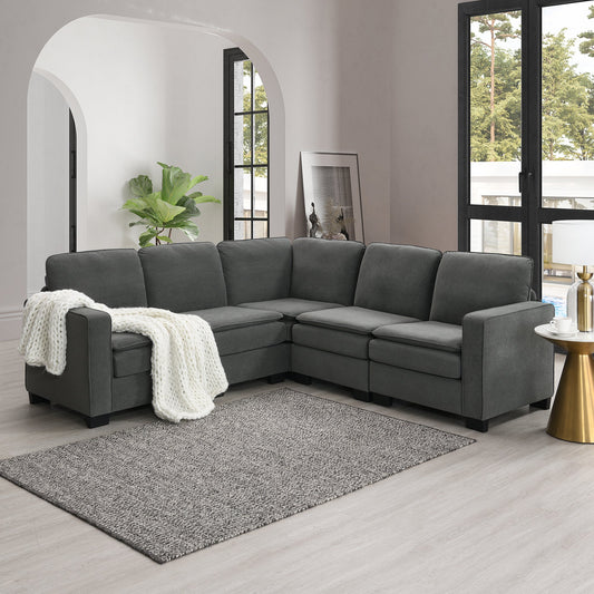 89*89" Oversized Velvet Modern Sectional Sofa,Large L Shaped Upholstered Indoor Furniture With Double Cushions,5 Seat
