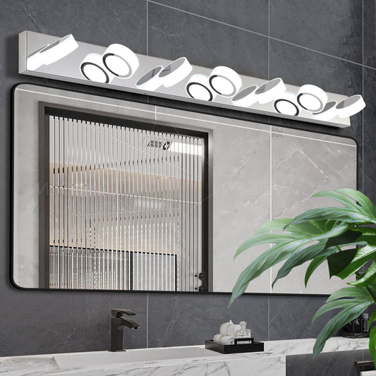 Modern 7-Light LED Vanity Light Fixture - Chrome Finish With Acrylic Light Shades - Energy-Efficient